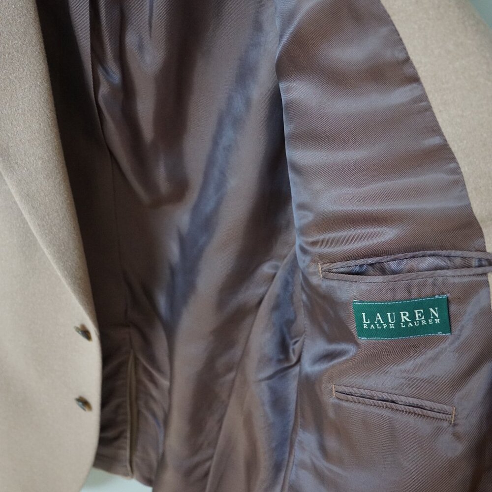 Lauren Ralph Lauren 46R Wool Silk Cashmere Camel Blazer Sport Coat - Picture 3 of 10